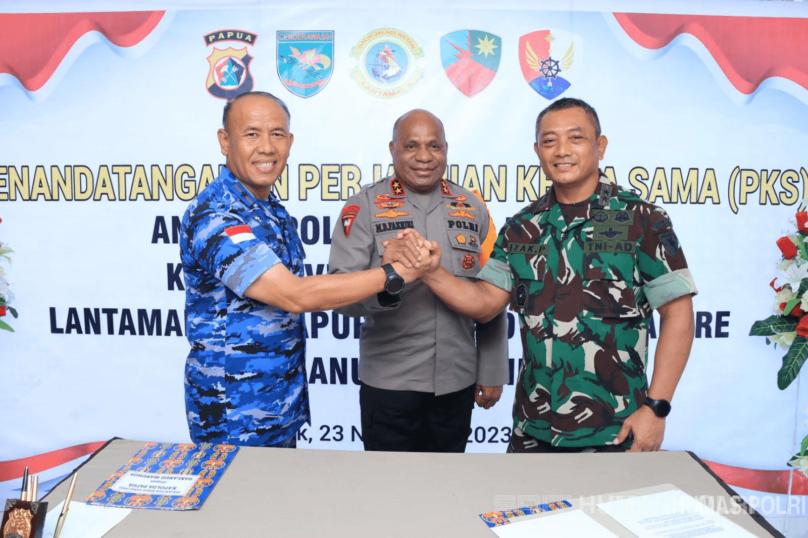 Bentuk Sinergitas, Kapolda Papua Laksanakan Penandatanganan PKS Bersama TNI di Biak, Papua