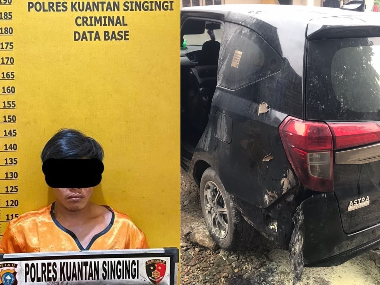 Sat Reskrim Polres Kuansing Amankan Pelaku Pembakaran Mobil di Kuansing, Kerugian Ditaksir Rp. 150 Juta